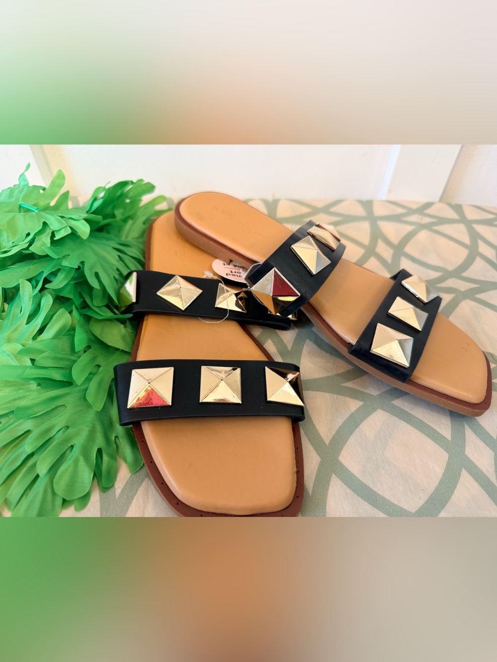💫4/$25 • Lily Morgan Double Strap Gold Studded Sandals